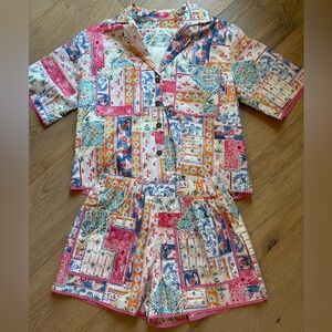 AUREUM Multicolor Patchwork Women's Short Set Size XS NWT!